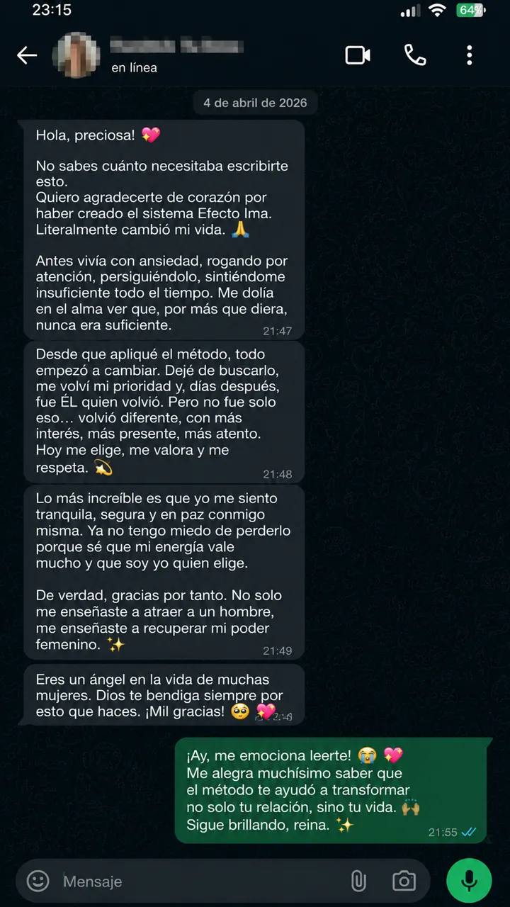 Captura de conversación: él retoma el contacto por decisión propia