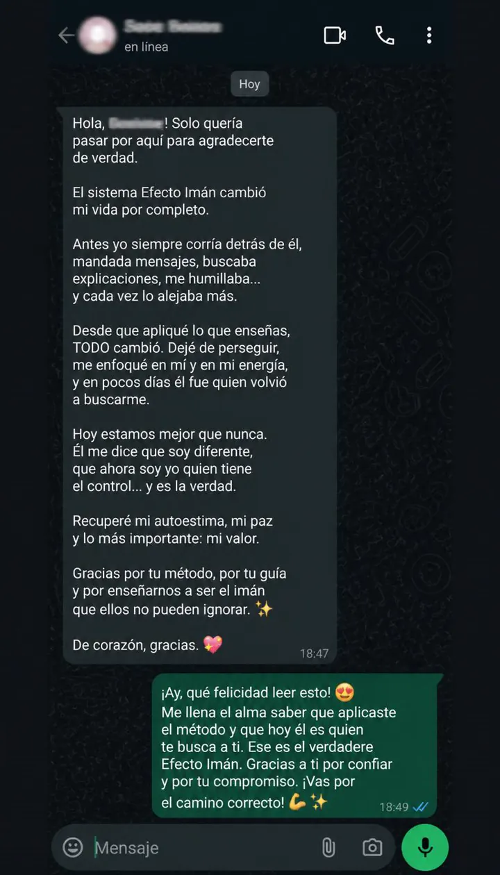 Captura de conversación: él pide reanudar la relación