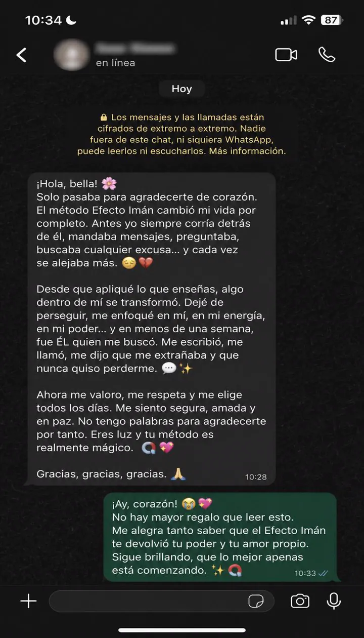 Captura de conversación: él vuelve a buscar tras el silencio estratégico