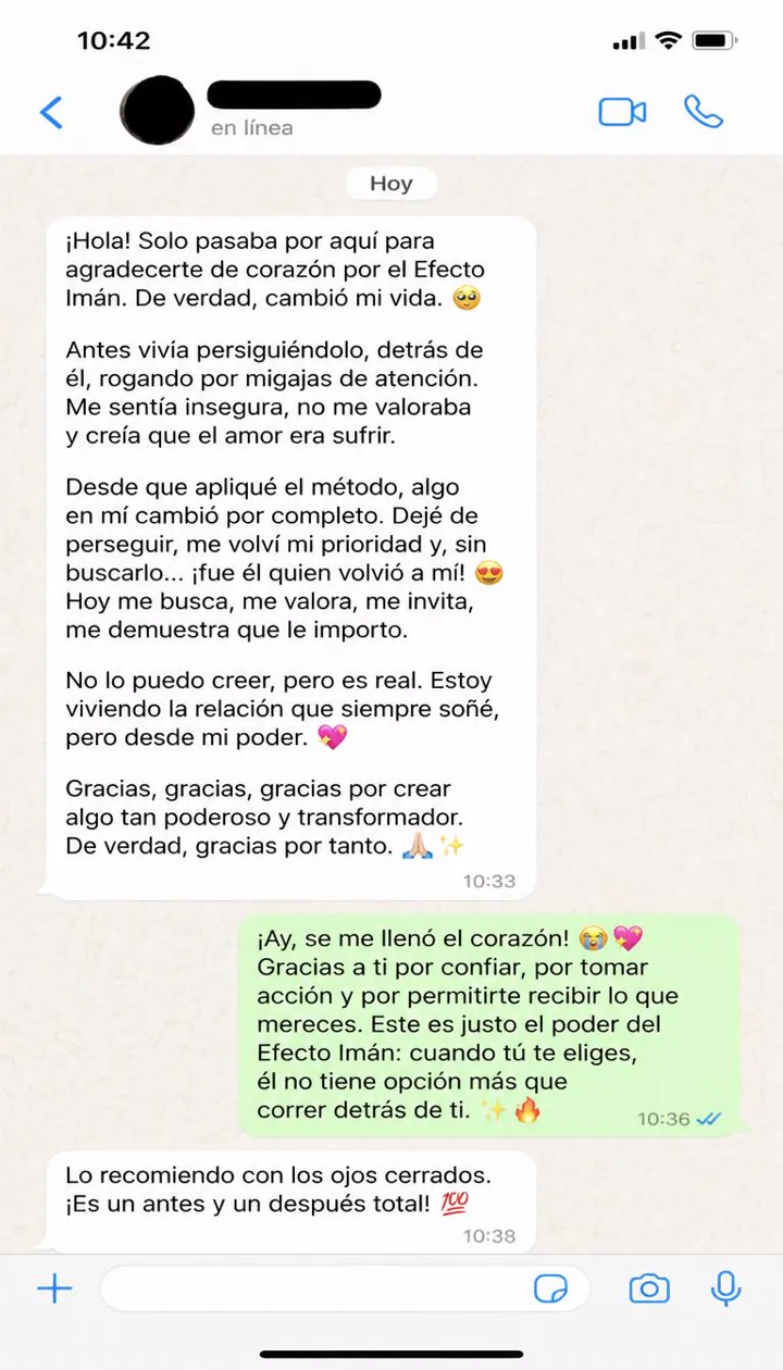 Captura de conversación: reacercamiento iniciado por él