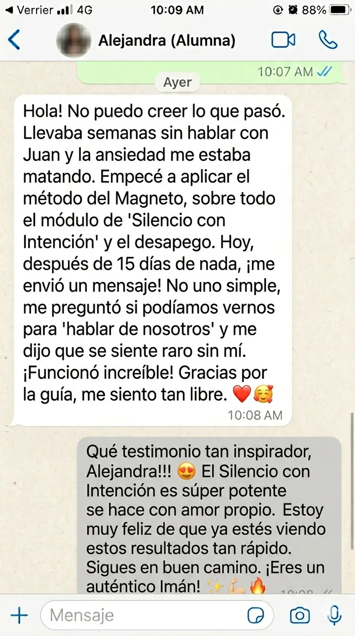 Captura de conversación: él busca reconectar por decisión propia